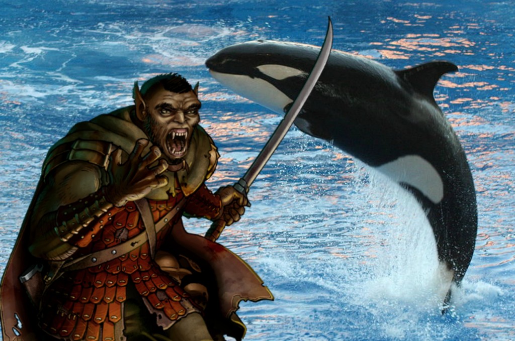 Orcs and Orcas derive from the same root word as ogres, which were tought to be from Hades where Orcus reigned.
