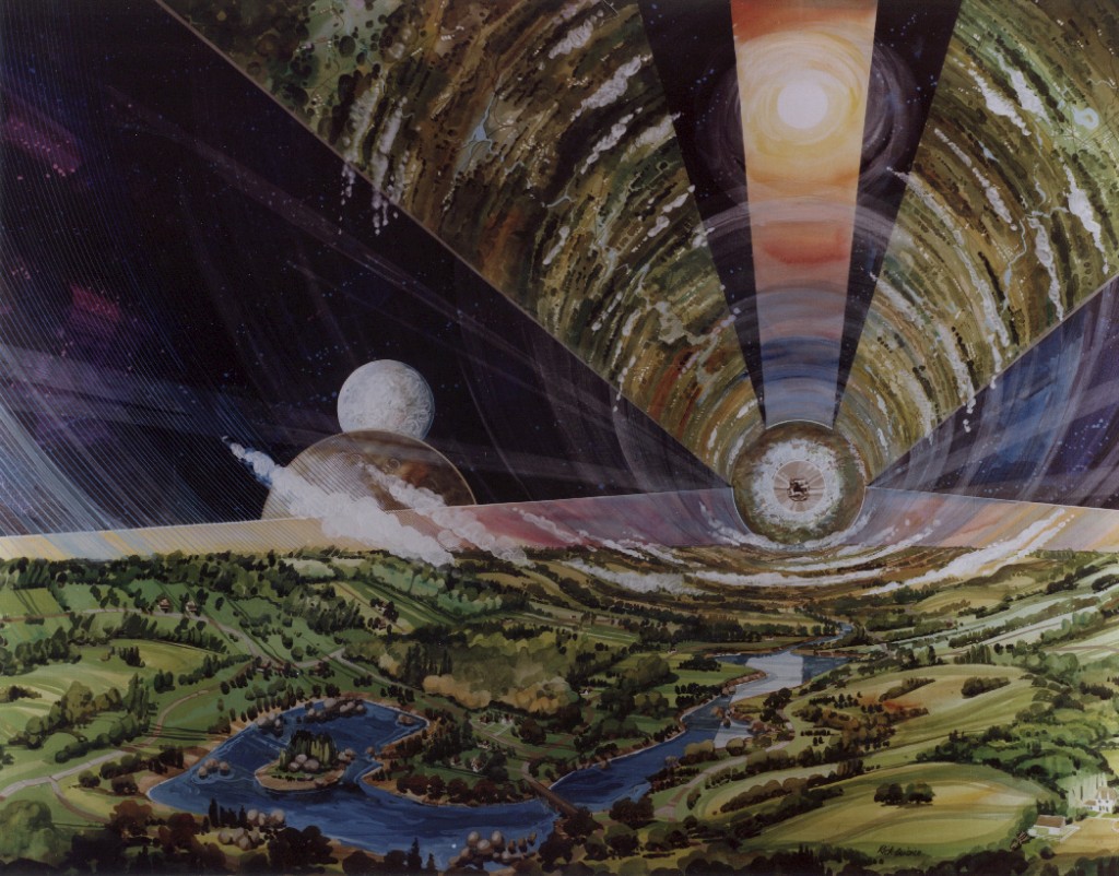 Space industry supported by 10,000 people in an O'Neill space colony