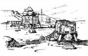 Mining granular matter in low gravity at a Mars outpost